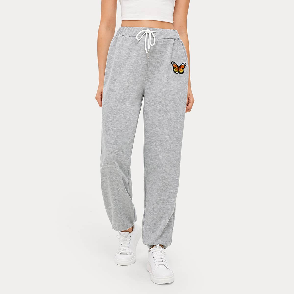 

Butterfly Patched Sweat Joggers, Light grey