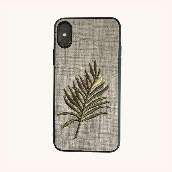 

Чехол для iPhone с вышивкой листьев, Серые