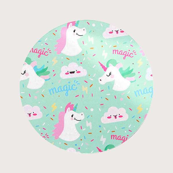

Unicorn Print Round Mouse Pad, Mint green