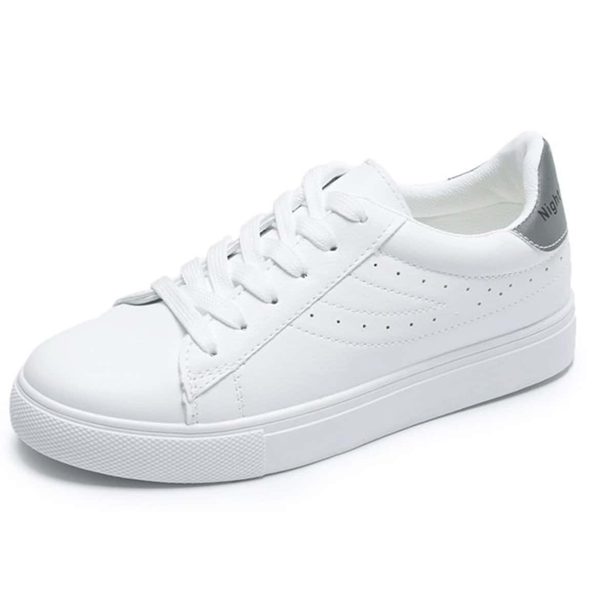 

Solid Lace-up Skate Shoes, White