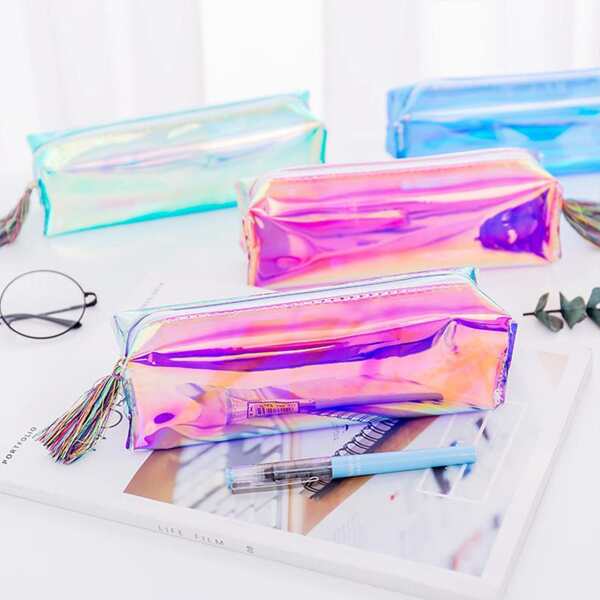 

1pc Tassel Decor Random Pencil Bag, Multicolor