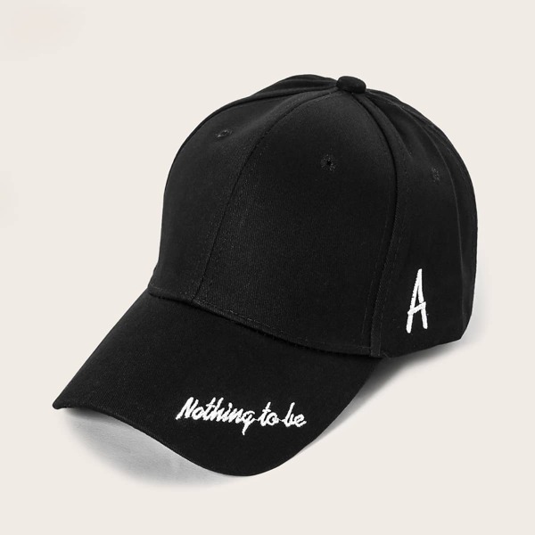 

Slogan Embroidery Baseball Cap, Black