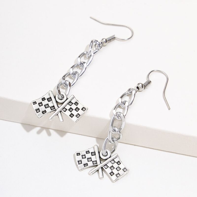 

Flag Drop Earrings, Silver