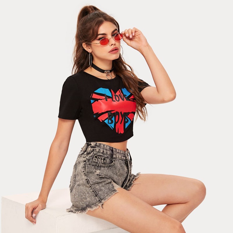 

Heart Graphic Tee, Black