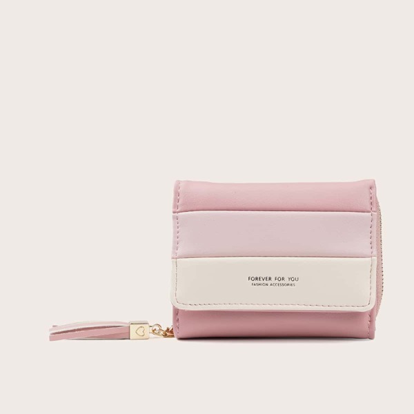 

Контрастный кошелек с бахромой, Розовые
