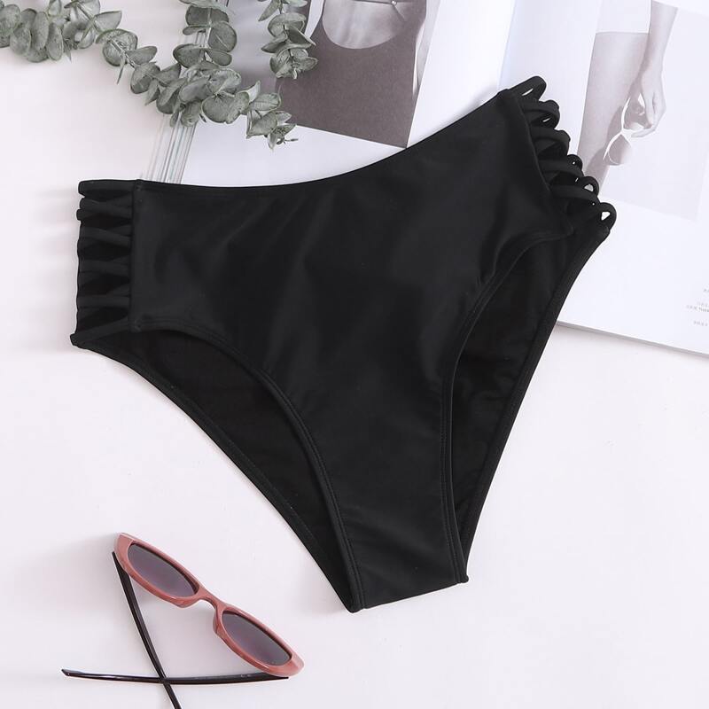 

Cut-out Side High Waisted Bikini Panty, Black