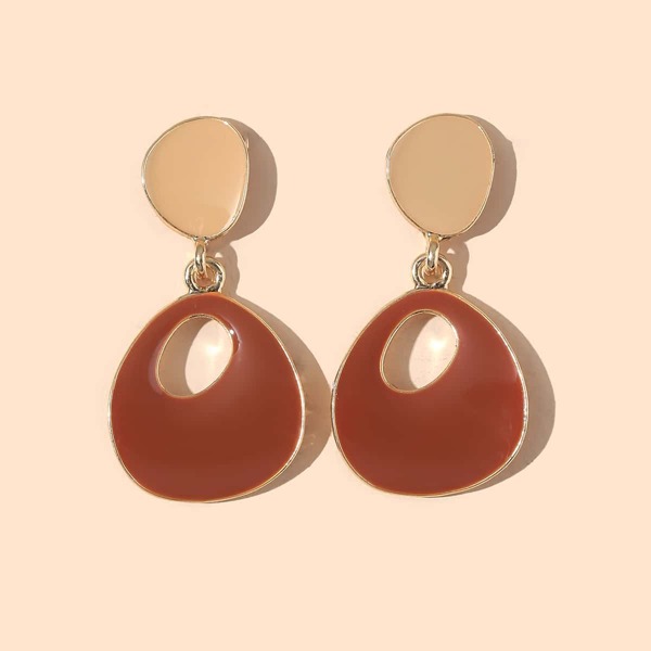 

Hollow Out Geometric Charm Drop Earrings, Gold