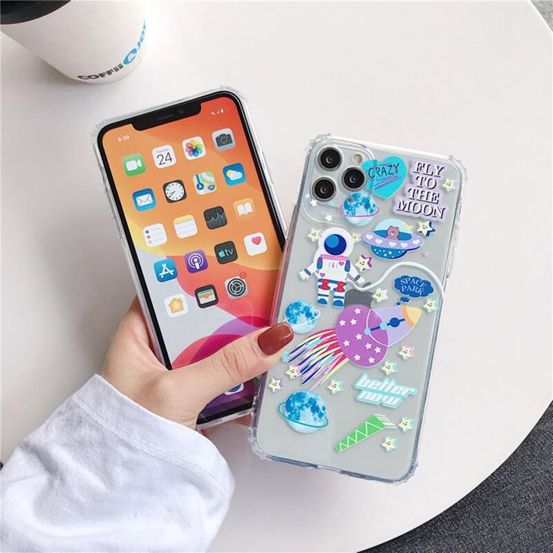 

Galaxy & Astronaut Clear iPhone Case, Multicolor