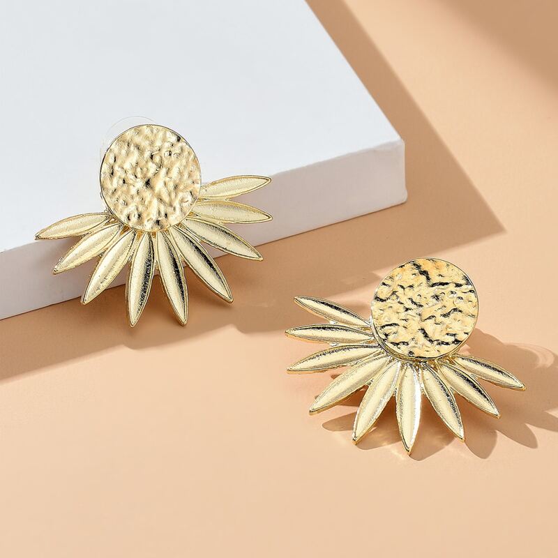 

Leaf Shaped Stud Earrings, Gold