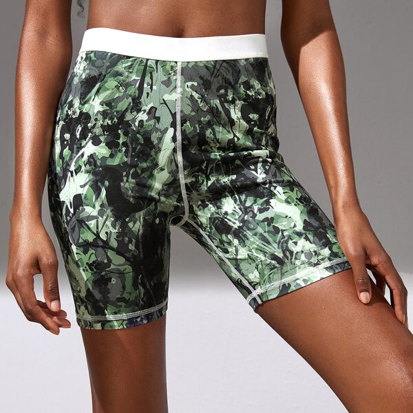 

Jungle Print High Waist Biker Shorts, Multicolor