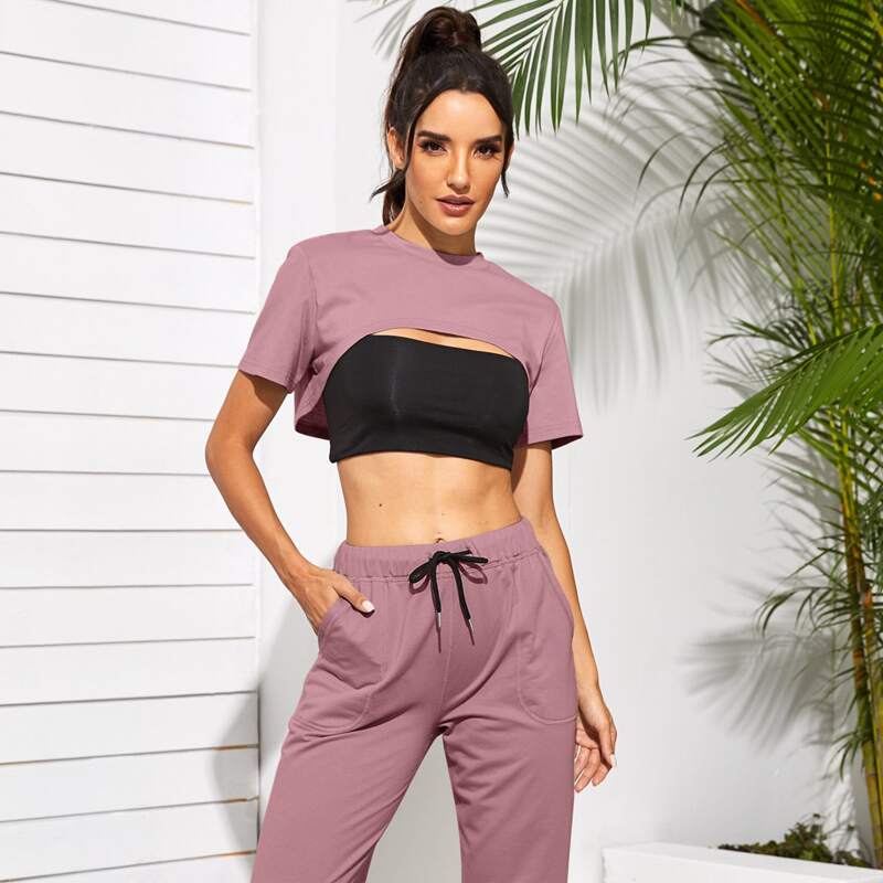

Super Crop Solid Sports Tee, Mauve purple