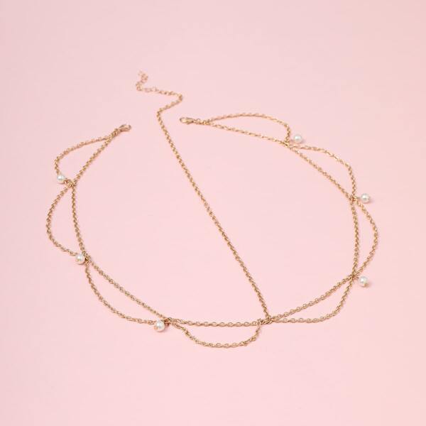 

Faux Pearl Wave Design Hair Accessory, Gold