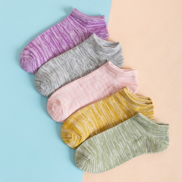 

5pairs Simple Ankle Socks, Purple