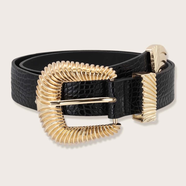 

Crocodile Pattern Western Belt, Black