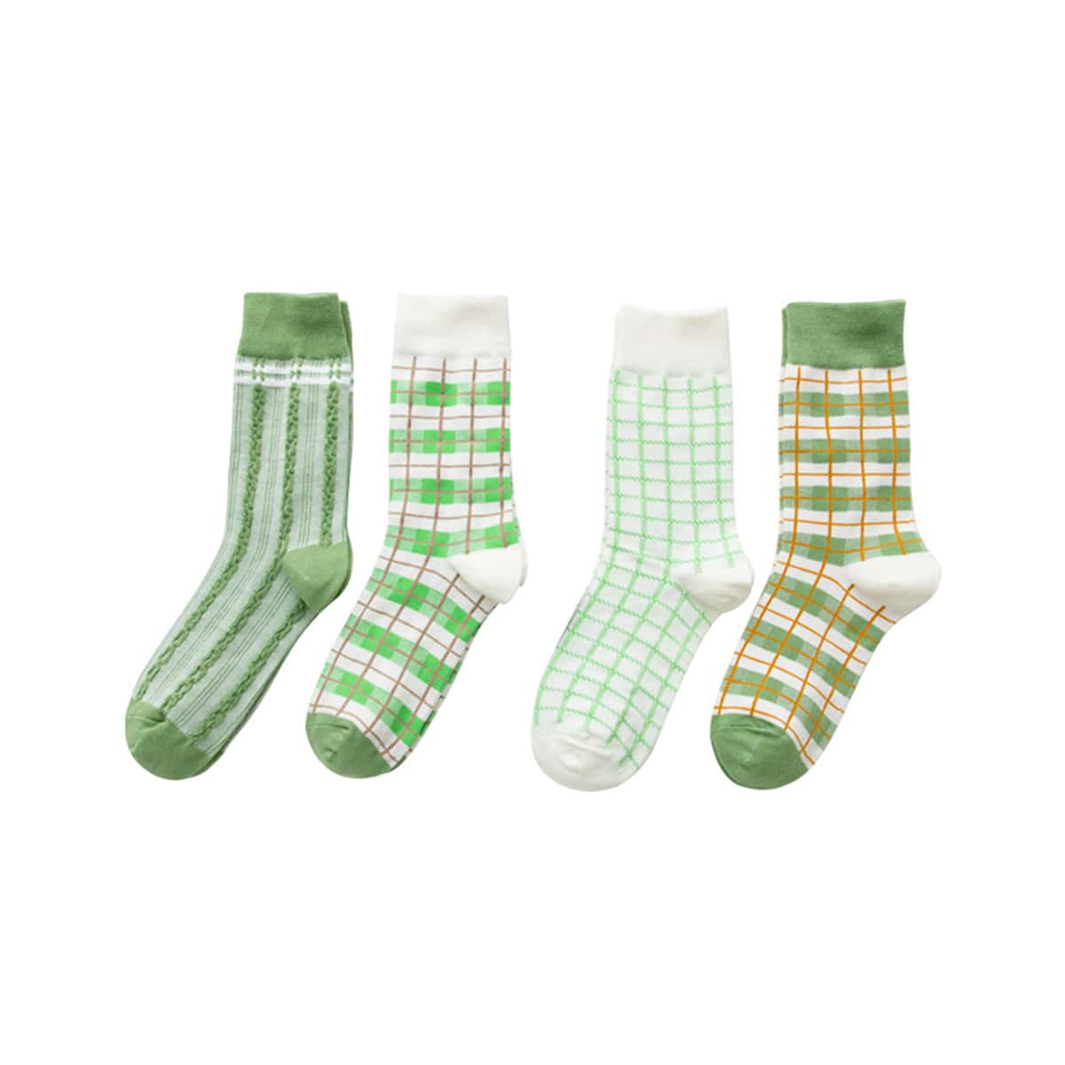 

4pairs Plaid Socks, Multicolor