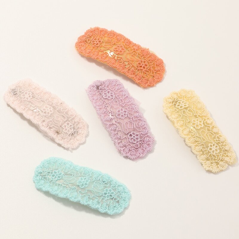 

5pcs Floral Lace Hair Clips, Multicolor