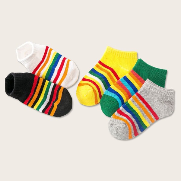 

5pairs Toddler Kids Striped Socks, Multicolor