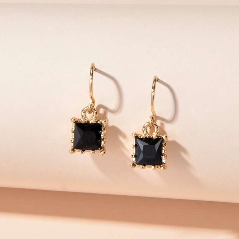 

Gemstone Drop Earrings, Black