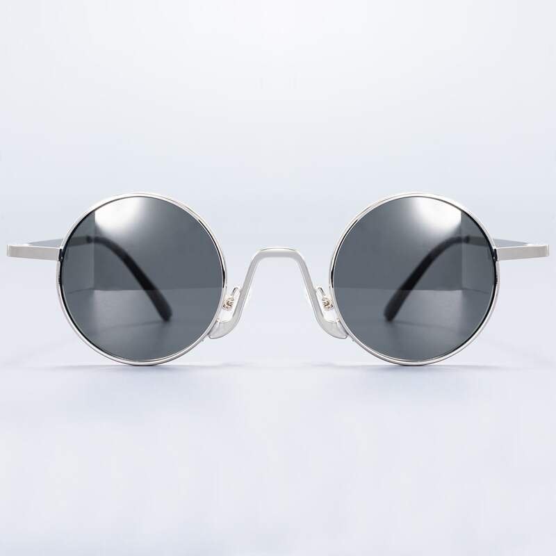 

Guys Round Metal Frame Sunglasses, Dark grey