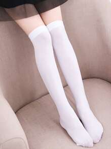 Toddler Girls Solid Over The Knee Socks - White - View 1
