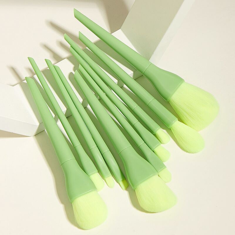 

10pcs Solid Makeup Brush, Neon lime green