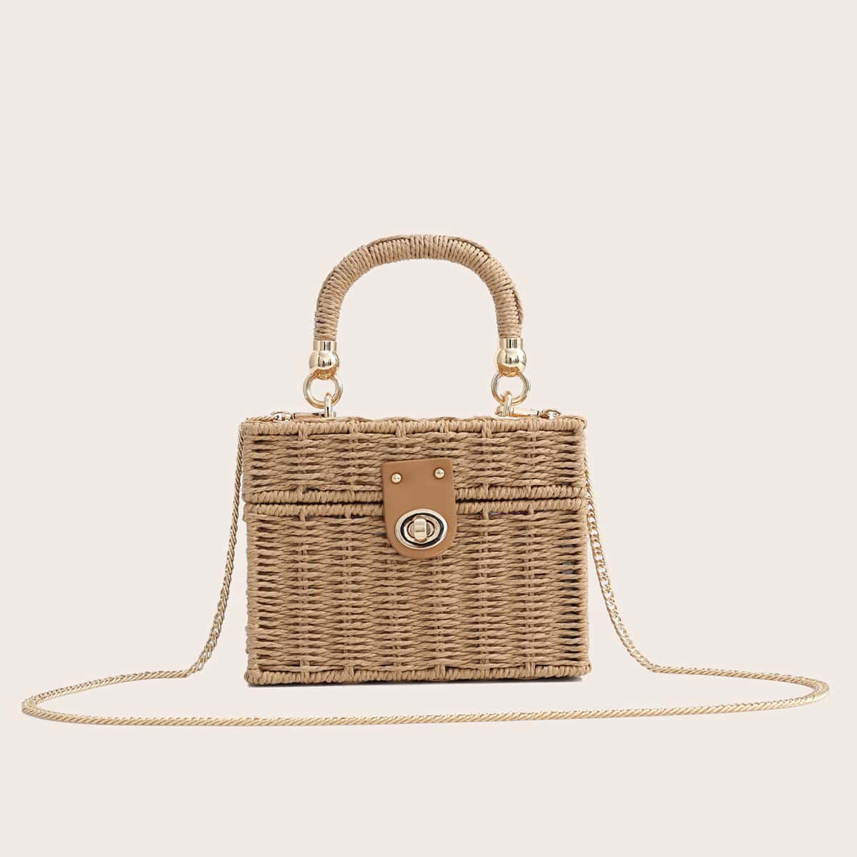 

Woven Box Bag, Brown