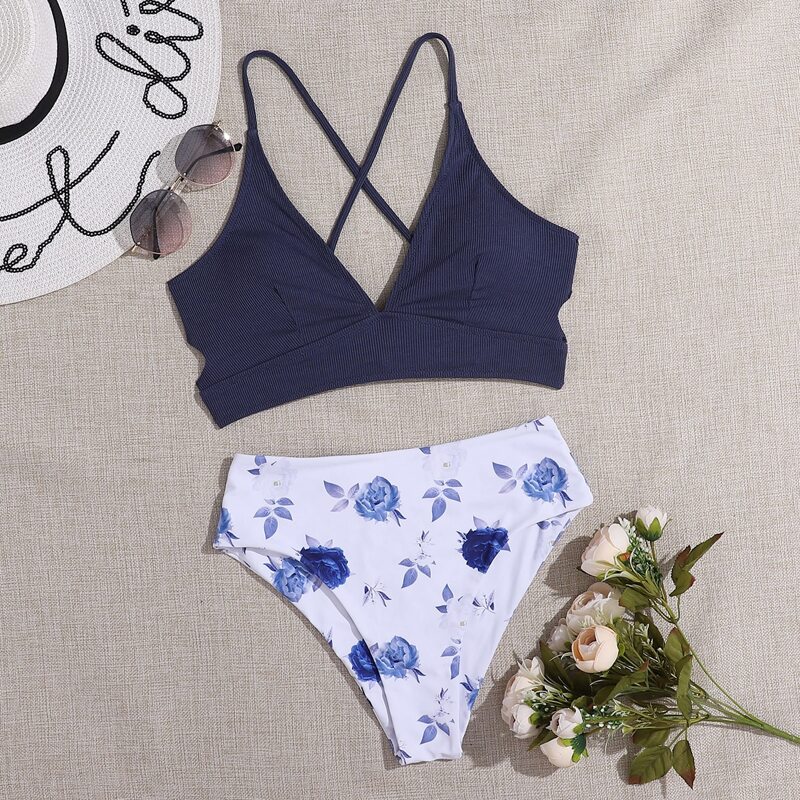 

Floral High Waisted Bikini Swimsuit, Multicolor