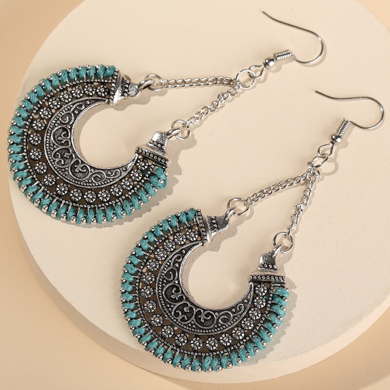 

Hollow Out Drop Earrings, Silver