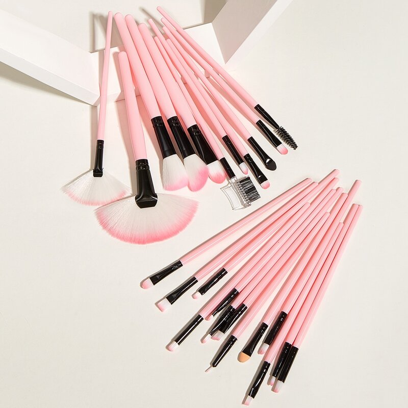 

24pcs Makeup Brush & 1pc Brush Case, Pink