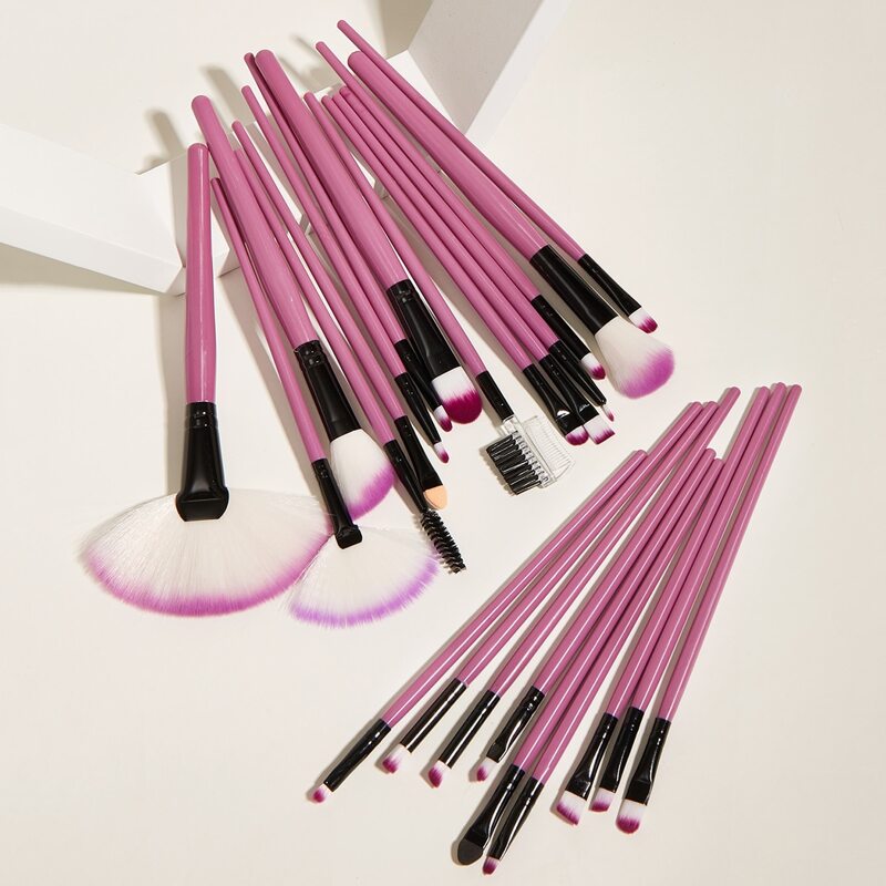 

24pcs Makeup Brush & 1pc Brush Case, Red violet