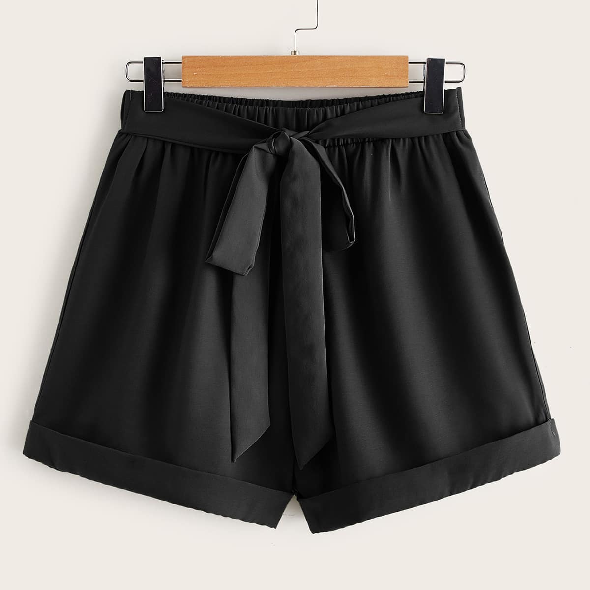 

Black Tie Front Shorts
