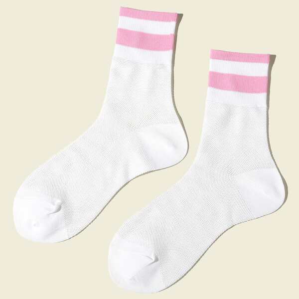 

Hollow Out Striped Pattern Socks, Multicolor