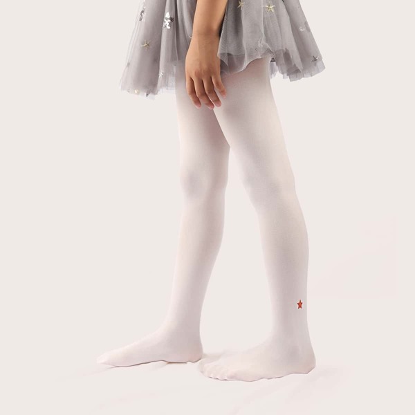 

Toddler Girls Star Print Velvet Tights, White