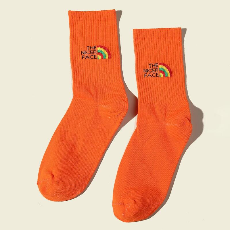

Letter Graphic Socks, Orange