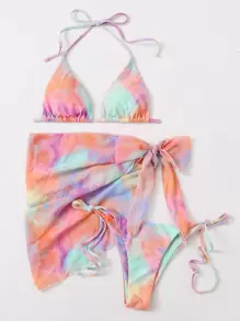 Swim Mod 3pack bikini segitiga tie dye dan rok pantai - MultiWarna - View 6
