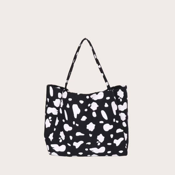 

Cow Print Tote Bag, Black