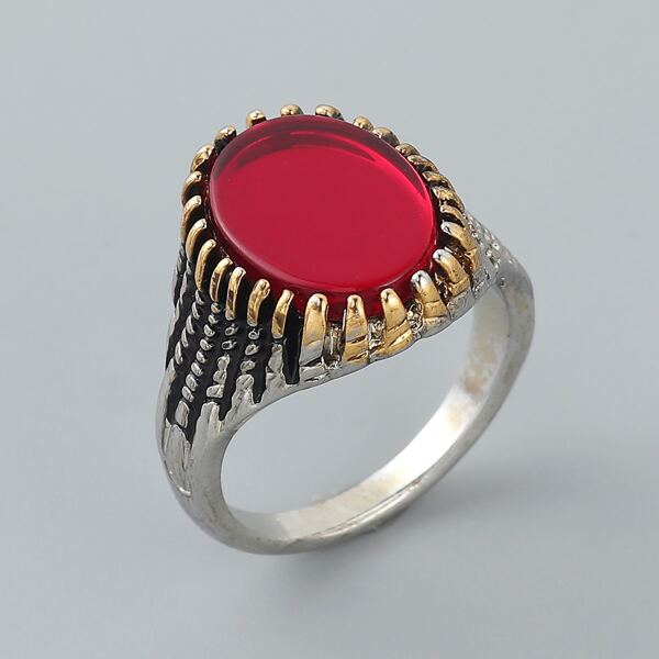 

Men Gemstone Decor Ring, Red