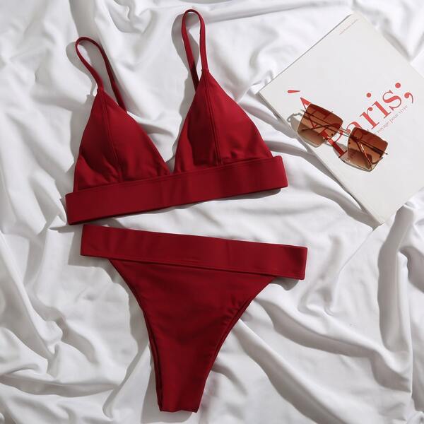 

Triangle Bikini Swimsuit, Burgundy