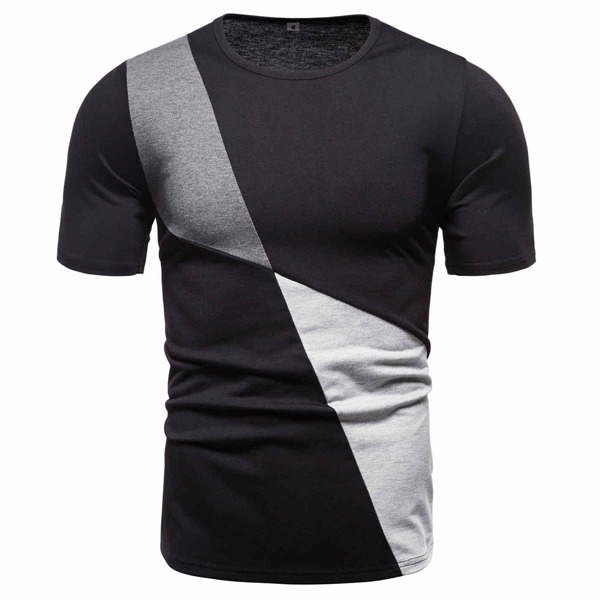 

Men Colorblock Round Neck Tee, Black