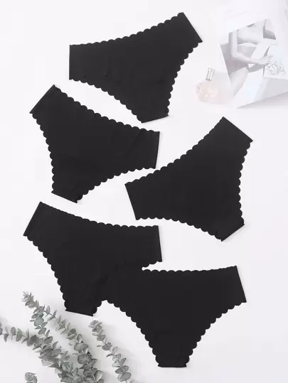 5pack Seamless Scallop Trim Panty Set