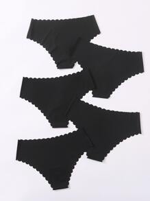 5pack Seamless Scallop Trim Panty Set - Black - View 2