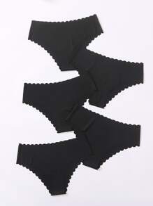 5pack Seamless Scallop Trim Panty Set - Black - View 3