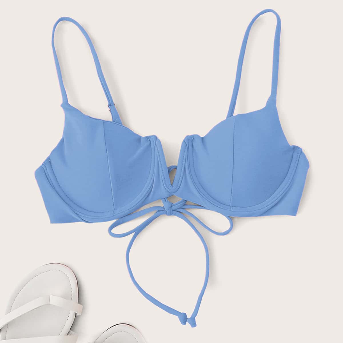 

V Wired Underwire Bikini Top, Pastel baby blue