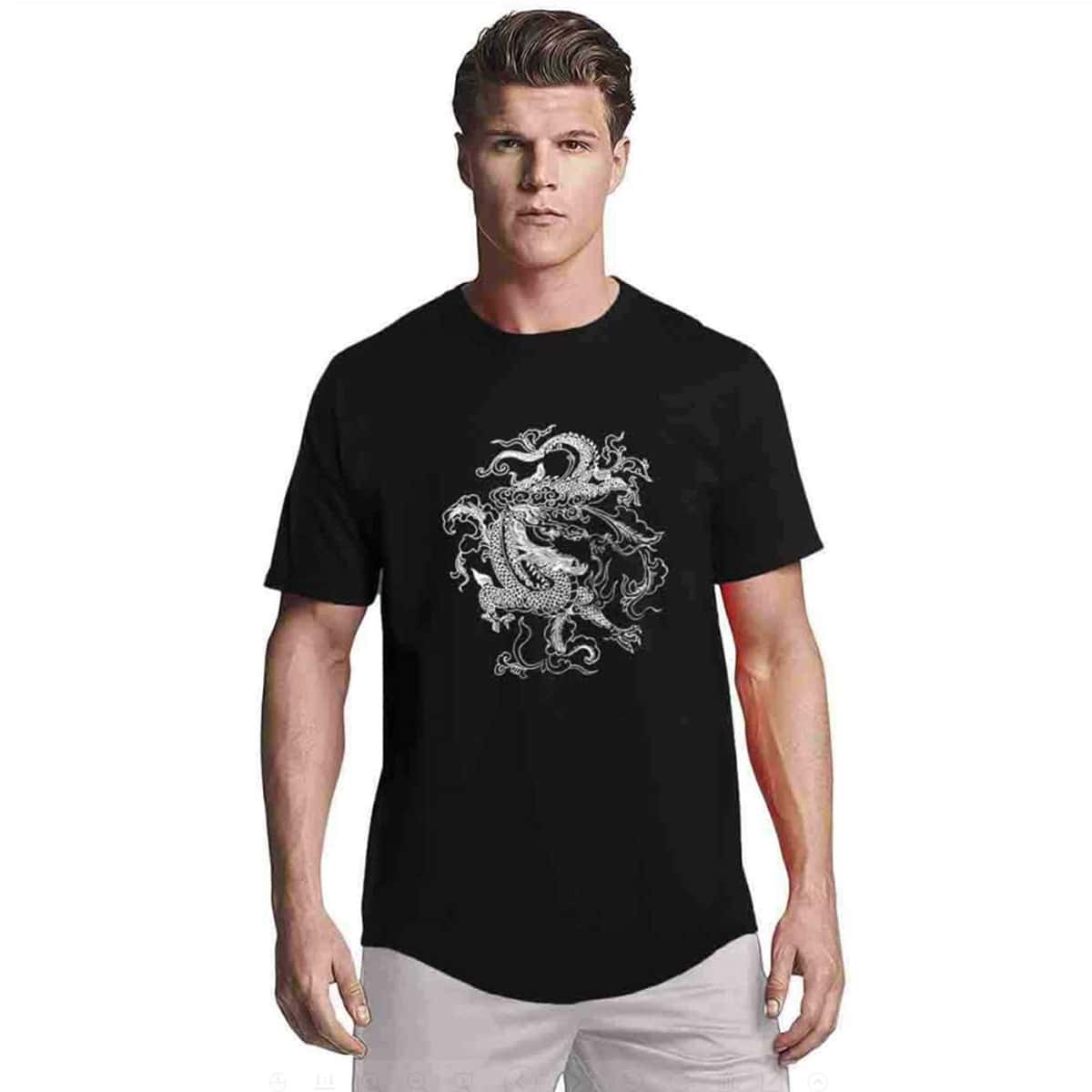 

Guys Dragon Print Tee, Black
