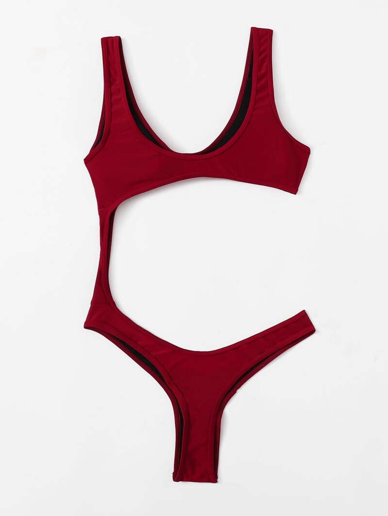 

Cut Out One Piece Swimsuit, Burgundy