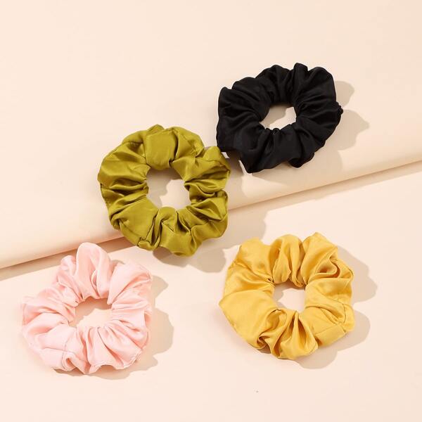 

4pcs Solid Color Scrunchie, Multicolor