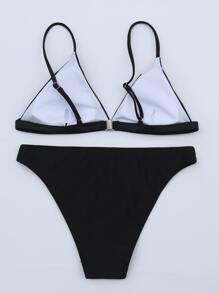 SHEIN Swim Solid Triangle Bikini Set Summer Beach