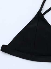 SHEIN Swim Solid Triangle Bikini Set Summer Beach