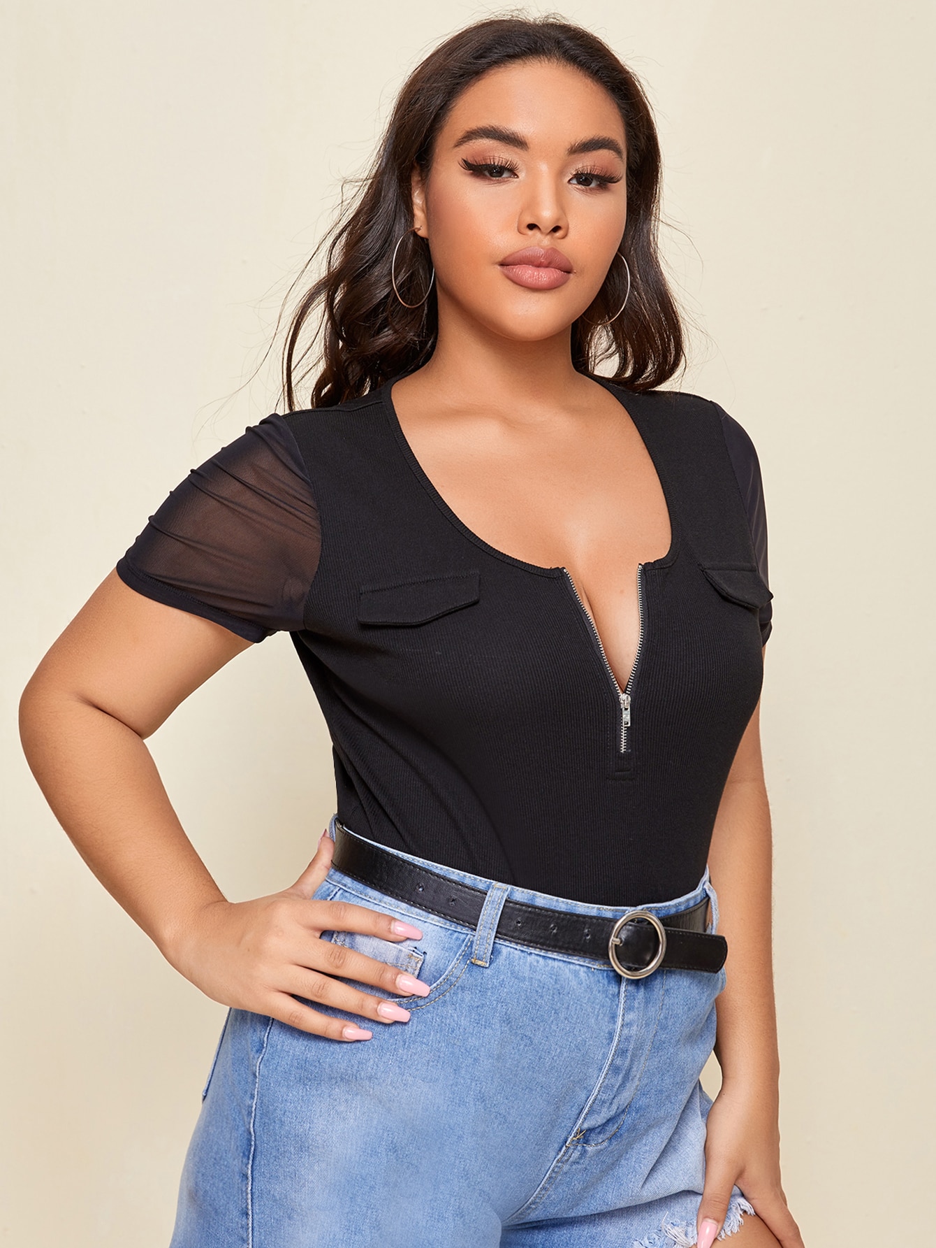 half sheer top