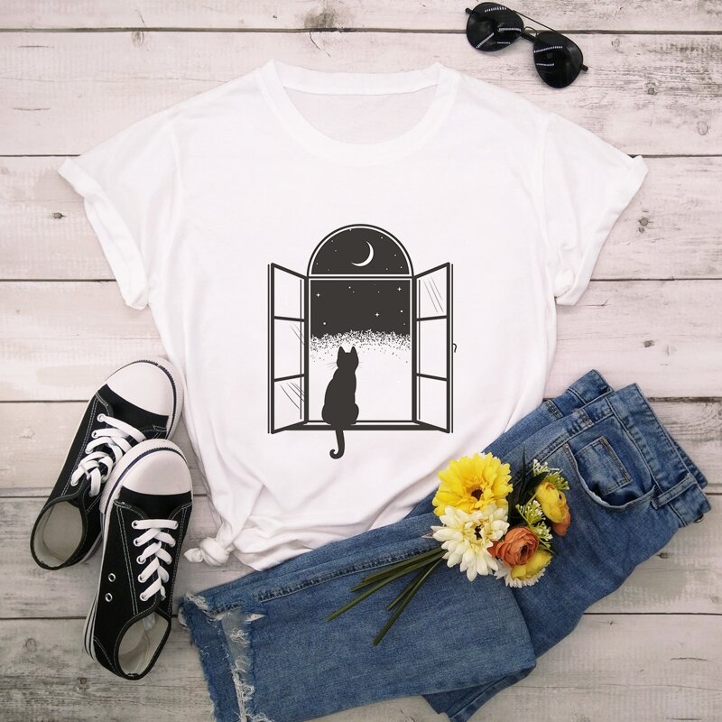 

Cat Graphic Tee, White